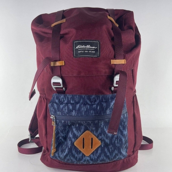 Eddie Bauer Handbags - NWOT Eddie Bauer Bygone 25l Topload Pack Burgandy Casual School Outdoor bag back